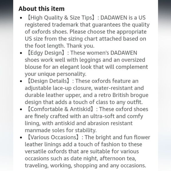 DADAWEN Brown Leather Platform Lace-Up Wingtips Oxfords Shoe Size 40 (9.5) EUC - Picture 11 of 11